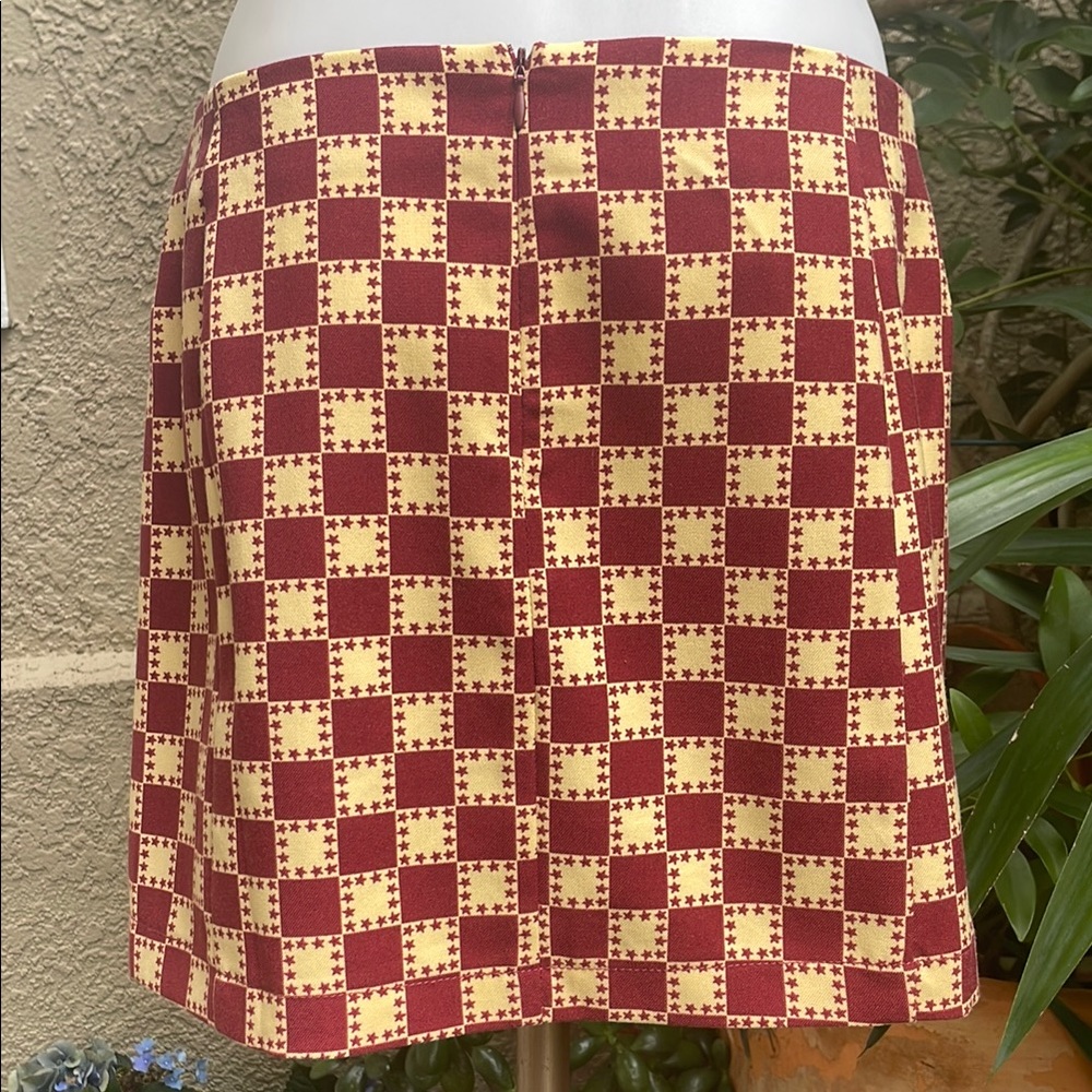 Urban Outfitters Checkered Burgundy and Cream Skirt - Picture 11 of 14
